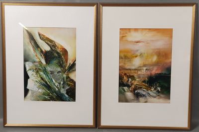 deux tableaux encadrés représentant un dragon et un bateau