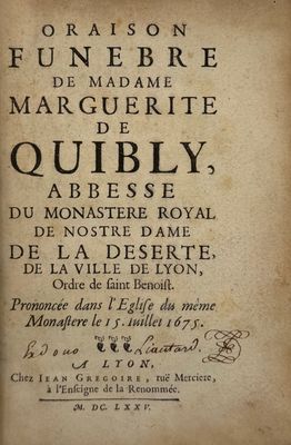 [POLLA (Pierre)]. Oraison funèbre de Madame Marguerite de Qu…