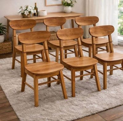 Lot de six très belles chaises neuves en teck massif. Poids : 80 kg, l - Photo 1