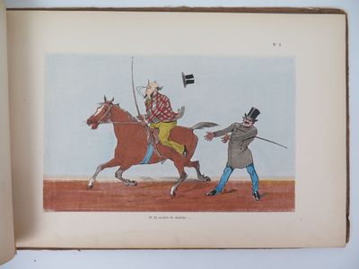 a drawing of a man riding a horse with a flag on it