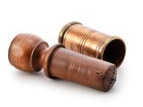 an image of a pair of old copper pipes on a white background
