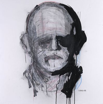 drawing of a drawing of a man with headphones on his head