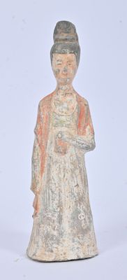 CHINE - STYLE TANG Statuette de dame de cour debout en terre…