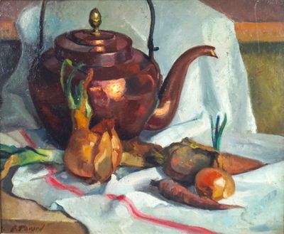 PAVARD "nature morte à la bouilloire en cuivre" - Photo 1