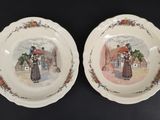 two plates with a picture of a woman and a man on them