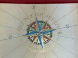 a compass that is on the wall in the room