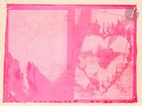 une image représentant une peinture rose accrochée à un mur blanc