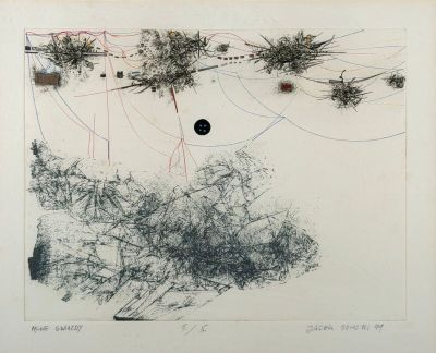 Ecole du XXe siècle Le combat aérien Gravure sur papier.