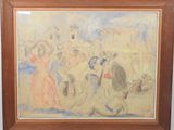 an image of a painting of a group of people on a beach