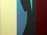 une image représentant un tableau sur lequel figure une personne debout devant un tableau aux couleurs rouge, blanc et bleu
