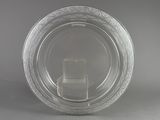 une plaque de verre transparent contenant un petit objet blanc