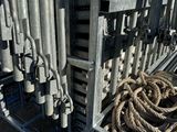 a lot of pipes that are on a cart