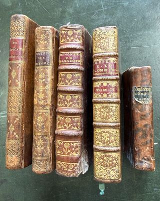 de nombreux livres anciens alignés sur une table