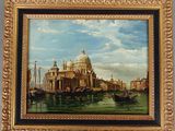 tableau représentant une vue de Venise avec des gondoles et une église