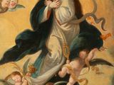 an image of a painting of the virgin surrounded by angels