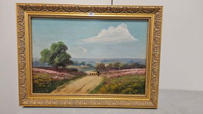 une image représentant un tableau d'une route de campagne avec un cheval et une calèche