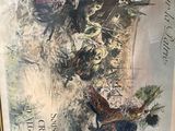 framed picture of a painting of a man on a horse with a bunch of people