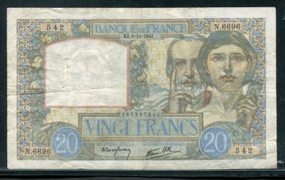un ancien billet de banque sur lequel figurent les portraits d'un homme et d'une femme