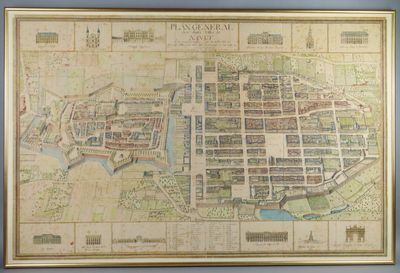 une vieille carte de la ville de Paris dans un cadre doré