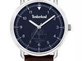 timber men ' s watch with brown leather strap and blue dial