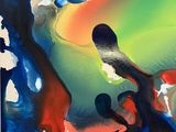 painting of a colorful abstract painting on a white wall