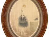 painting of a woman in a ballerina dress in a wooden frame