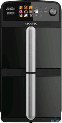 an image of a black and silver air fryer sitting on top of a counter