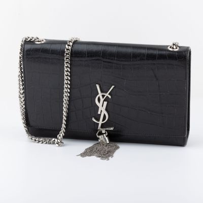 SAINT LAURENT Sac "Kate Tassel" en cuir embossé noir façon c… - Photo 1