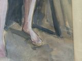 a painting of a woman sitting on a chair