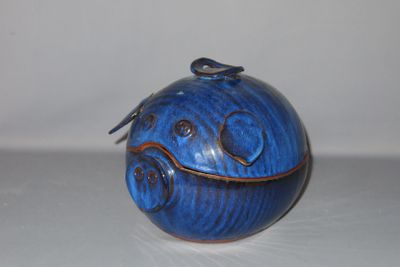 a small blue box with an elephant design on it