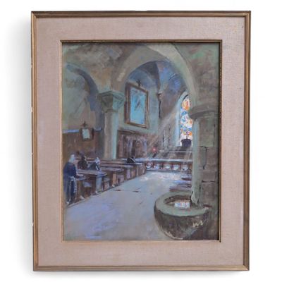 ECOLE FRANCAISE du XXème Rayon de soleil dans l'église