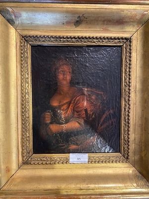 a painting of a woman holding a baby in a gold frame