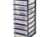 an image of a stack of drawers with clear drawers