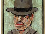 tableau représentant un homme coiffé d'un chapeau, une cigarette à la bouche et une autre qui lui dépasse de la bouche