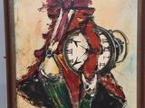 tableau représentant un clown tenant une horloge à la main