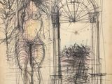 an image of a drawing of a woman standing in front of a window
