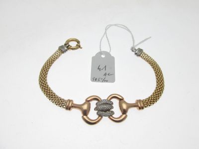 bracelet maille tubulaire monture or bas-titre 585°/°° tro… - Photo 1