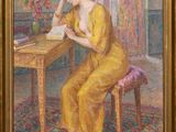 une image d'un tableau représentant une femme assise à une table