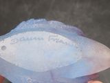 une personne tenant un morceau de glace sur lequel est inscrit un nom