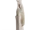statue of a woman with a cat on her back
