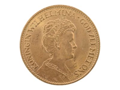 Pièce or 10 G (florins) Pays Bas Wilhelmina, 1913. Usures. - Photo 1