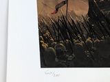 an image of a painting of a man on a horse with a flag