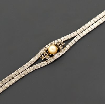 Bracelet en argent supérieur à 800 millièmes à deux rangs de…