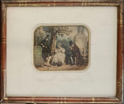 une vieille photo représentant un homme et une femme assis sur un banc