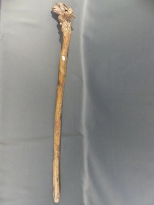 a stick with a bird head on it sitting on a table