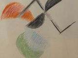 drawing of a picture of a colorful object with a black and white background