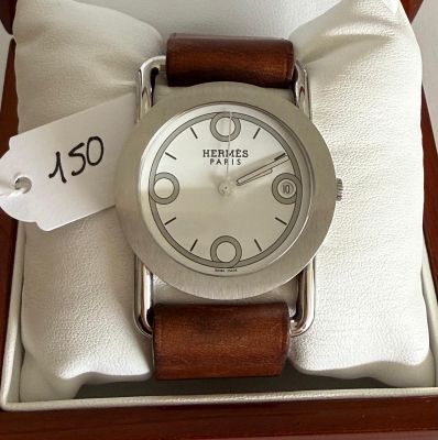 Montre en acier, signée - HERMÈS - BARENIA - Grand Modèle Ø …
