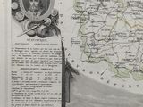 an old map of england with a picture of a man and a woman sitting on a bench