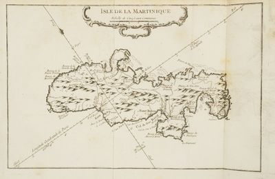 une ancienne carte de l'île de Saint-Martin datant du milieu du XVIIIe siècle