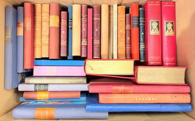 a box full of books sitting on top of a table